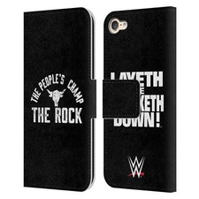 OFFICIAL WWE THE ROCK LEATHER BOOK WALLET CASE COVER FOR APPLE iPOD TOUCH MP3