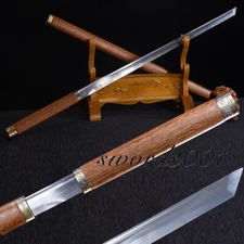 Rosewood Full Tang Japanese Samurai Katana Stick Sword Sharp Shirasaya Handmade