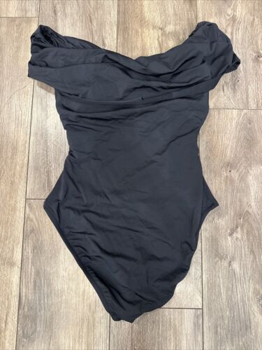 Neu ohne Etikett Trina Turk Getaway Solids Größe 8 Twist Bandeau Einteiler Badeanzug schwarz - Bild 2 von 4