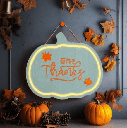 DIY Pumpkin Decor with LED, Wooden Pumpkin Craft Kit, 11.5 x 10 Inch, Halloween - Picture 5 of 15