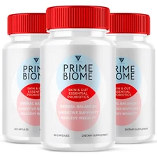 (3 Pack) Prime Biome Probiotic Supplement PrimeBiome Capsules (180 Capsules)