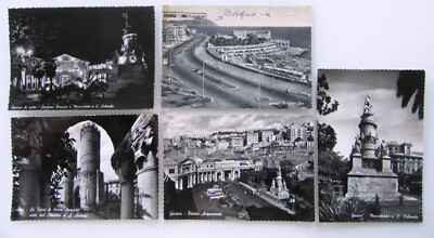 5 x GENOVA GENUA Italien Cartolina Italiana Postcards Italy with stamps um 1955