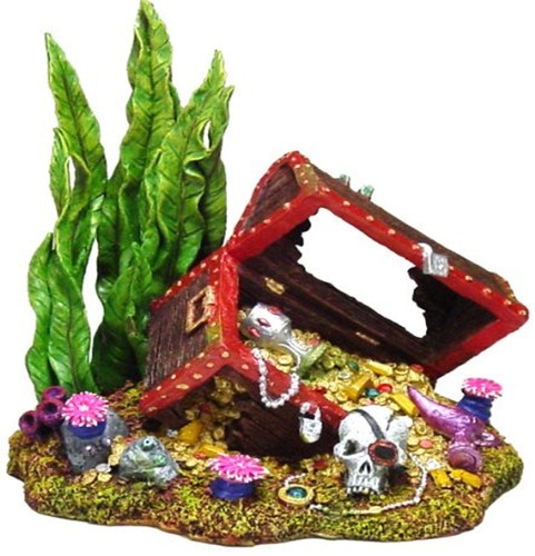 Exotic Environments Sunken Treasure Chest Aquarium Ornament, Small, 5-1/2-Inc...