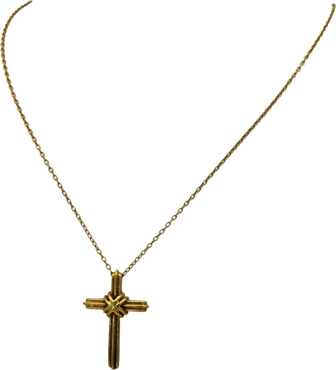 TIFFANY & CO. 18k Yellow Gold Signature X Cross Pendant Necklace w