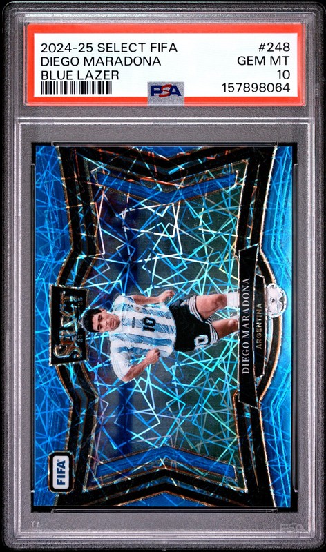 2024-25 PANINI SELECT FIFA BLUE LAZER #248 DIEGO MARADONA PSA 10