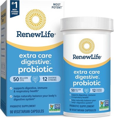 RenewLife extra care digestive probiotic 50 Billion CFU 90 Capsules BB 12/2026
