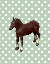 Small Standing Chestnut Brown Vintage Horse Foal Figurine | 1920s John Hill & Co