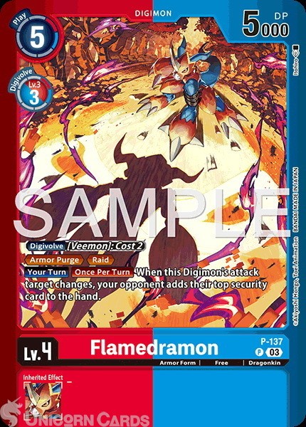 P-137 Flamedramon : Promo Alternative Art Digimon Card : LM06: Billion Bullet