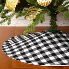 36in Buffalo Plaid Christmas Tree Skirt Black & White Check