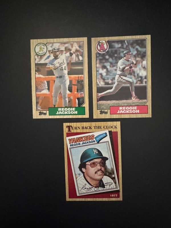 1987 Topps & Topps Traded Reggie Jackson 3 Card Lot California Angels A’s HOF