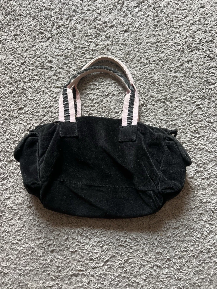 Bolso Rampage Vintage Y2K Pequeño Negro Rosa Lona Hebilla de Hombro Rayas Terciopelo Foto 3 de 4