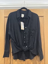 RIVER ISLAND  Black Shirt Size 10 cotton and Linen