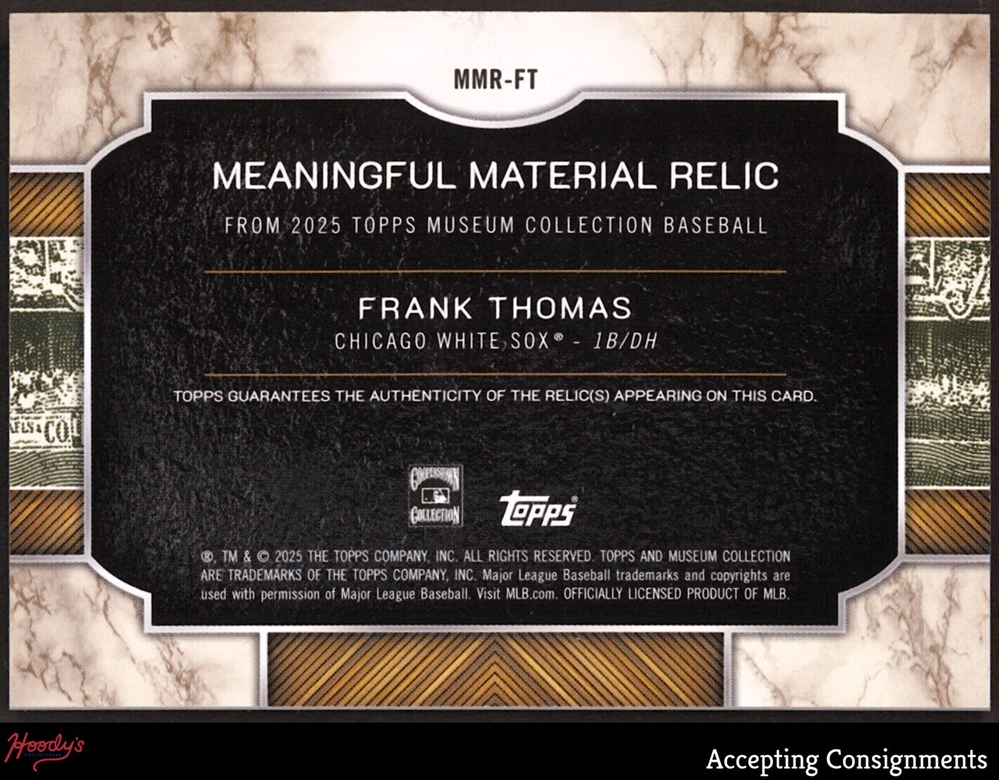 2025 Topps Museum Meaningful Copper Frank Thomas GAME-USED JERSEY HOF 27/75 view 2