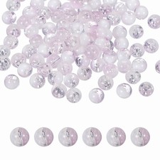 100 Pcs Crackle Glass Beads for Jewelry Making, 10mm Round Beads, Purple