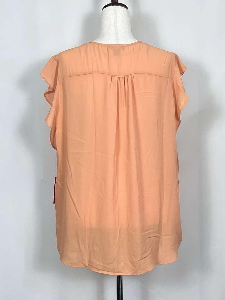 Vince Camuto Women’s V-Neck Flutter Short Sleeve Top Color Orange Size L - Image 2 of 4