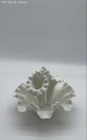 Milk Glass Hobnail Epergne Set White Ruffled Bowl 3 Trumpet Vases Vintage