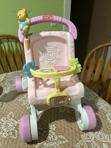 Fisher-Price Brilliant Basics Stroll Along Walker Sturdy Toy Doll Stroller