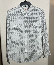 New with tags-Levi's Men's The western Standard fit Shirt White/blue - Size-S