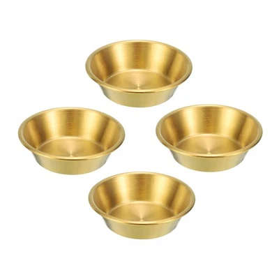Edelstahl Soßenschalen 4Stk Gewürzschalen Dippschalen Unterteller Platten Gold - Bild 1 von 4