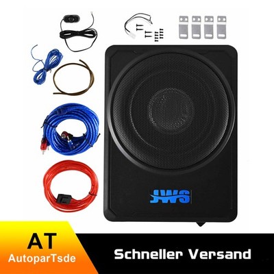 10'' Auto Aktiv Subwoofer Untersitz Bassbox Kompakt Lautsprecher mit Kabelset KFZ