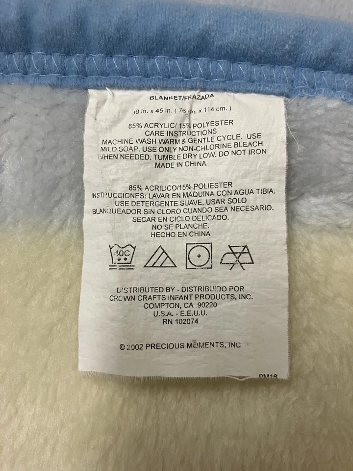 Винтажное флисовое одеяло для детской кроватки Precious Moments Minky Girl Boy Duck 30 X 45 - Изображение 3 из 4