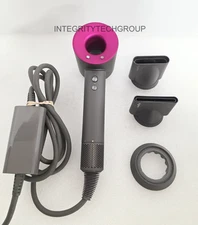 Genuine Dyson Supersonic Hair Dryer HD01 with 3  Attachments Iron Fuchsia (USED)