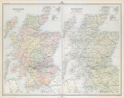 Schottland politisch. Landkreise. Schlüssel zu großformatigen Schnittkarten. GROSS 1895