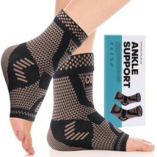 Copper Ankle Brace Silver Support Compression Sleeve Socks Foot Fasciitis Pain