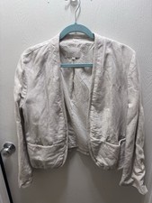 LOFT Light Beige linen blend Open-Front Blazer no buttons size 12