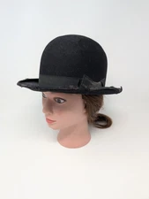 (6 5/8) UNFAKABLE PATINA! c.1900 Stetson Felt BOWLER Hat Black Felt ANTIQUE
