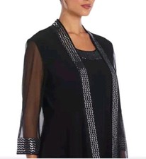 R M RichardsWomen's Sz 12, 3/4 Sleeve Sequin Trim Jacket Dress NWT 134
