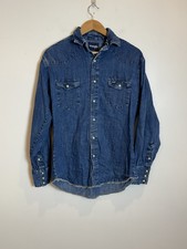 Vintage 90s Wrangler Denim Pearl Snap Shirt Men s Medium Western Rodeo M