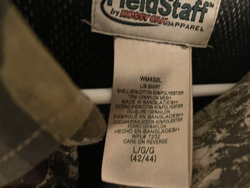 Fieldstaff Camouflage Mossy Oak Vented Twill Long Sleeve Hunting Shirt Large New - Picture 6 of 12