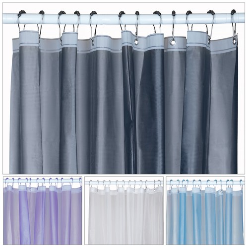 Luxurious PEVA Shower Curtain 180x180cm with 12 Hooks Waterproof Bathroom