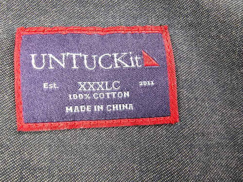 Untuckit Size 3XLC Mens Charcoal Gray Pocket Long Sleeve Logo Cotton Shirt - Picture 4 of 10