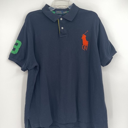 Polo Ralph Lauren Mens Polo Size XXL Big Pony Navy Collared Short Sleeves - Picture 4 of 10