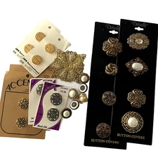 Lot of Vintage 1980/1990-ish Button Covers Variety of Buttons & Accents