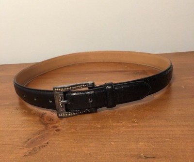 Talbots Made in ITALY Black Croc Pattern Embossed Leather 