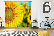 3D Beautiful Sunflower ZHUA924 Photo Curtain Window Blockout Fabric Amy 2023