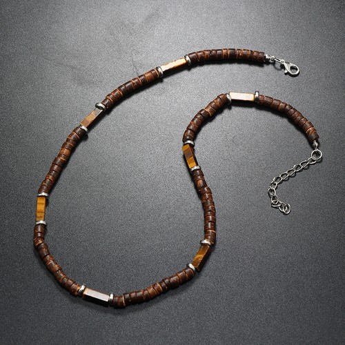 Collar con cuentas de cáscara de coco geométrico tribal étnico bohemia para hombre joyería - Imagen 31 de 115