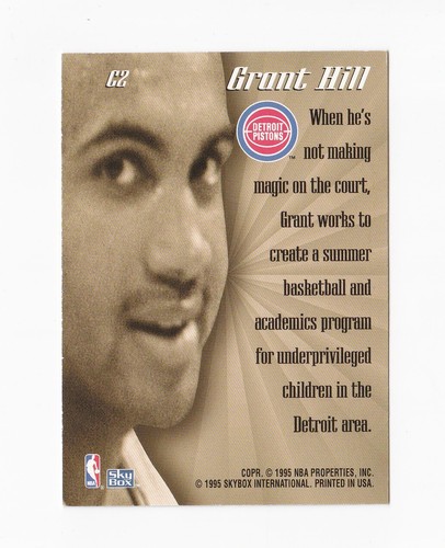 1995-96 SkyBox Premium Close-Ups #C2 Grant Hill Detroit Pistons Duke Blue Devils - Picture 2 of 2