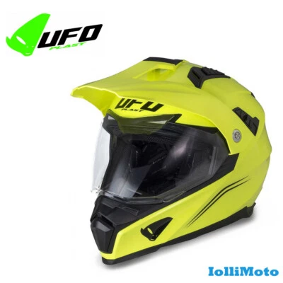 Casque Intégral Touring UFO ARIES Enduro Aventure Jaune Fluo Visierino XS - Photo 1/4