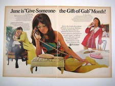 1960s New York Telephone Company Ad Women Fashion MOD 2 Page Psychedelic Dress