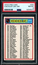 1978-79 opc o pee chee NHL HOCKEY #297 unmarked checklist PSA 8 NM-MT (265-396)