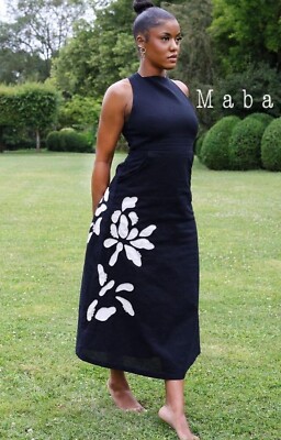 Zara ZW Collection Floral Embroidery Dress Black White Size