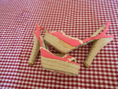 Harajuku Lovers Fabric Womens Liberty Pink Solid Sandal Wedges Size 6 - 第 2/4 張圖片
