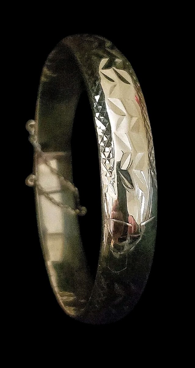 7.5" x 12mm Handcrafted Solid Sterling Silver Tex… - image 1