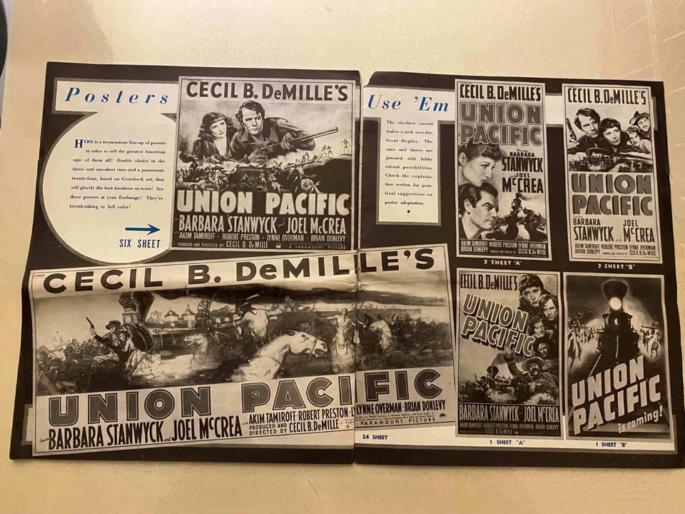 Union Pacific Pressbook 1939 Barbara Stanwyck, Joel McCrea, Akim Tamiroff! Foto 3 de 3