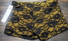 Body Wrappers Women's Dance Shorts - Size Adult Medium Gold W/Black Lace