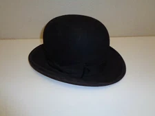Vintage Black Derby Bowler Hat Adamsons Hatters Oxford London 